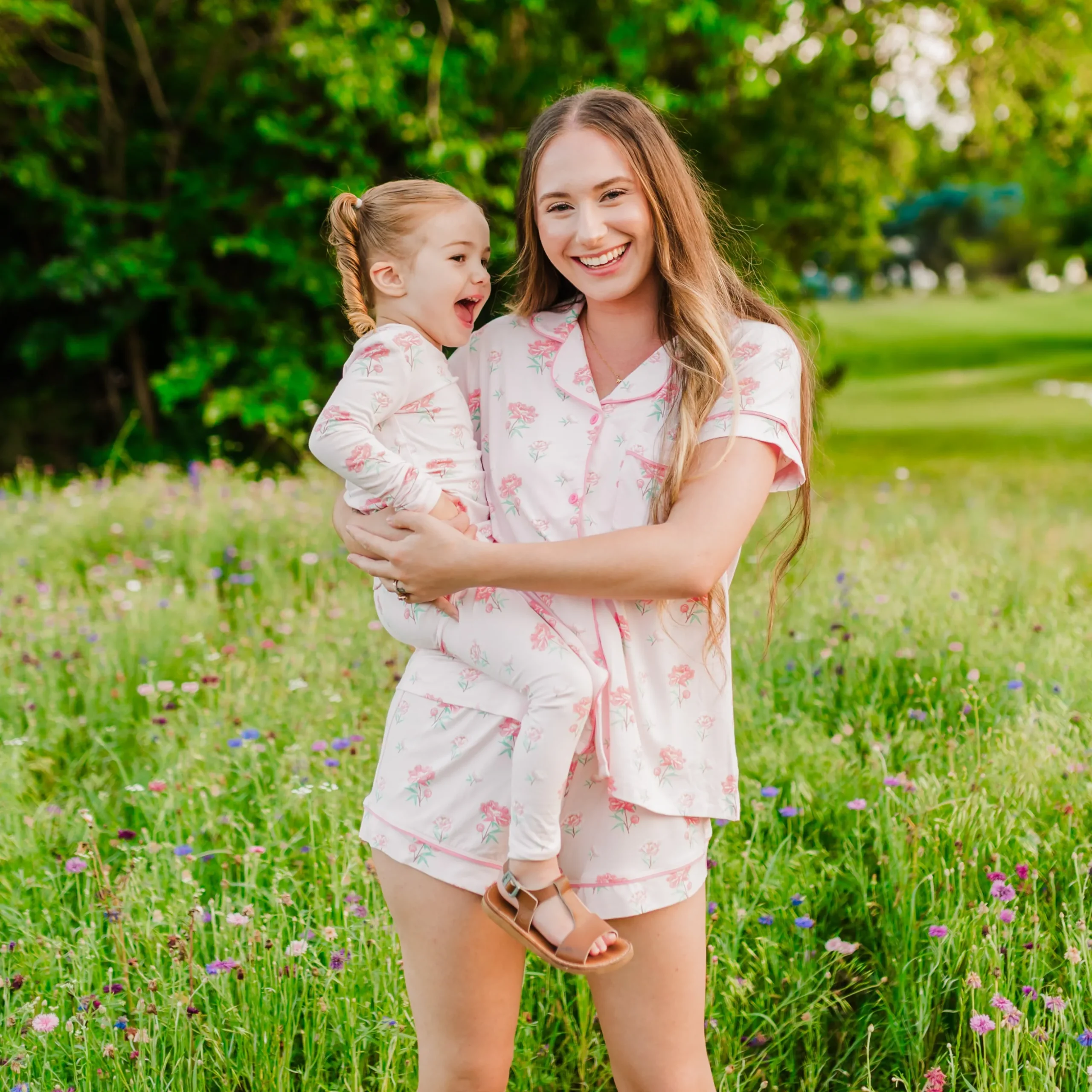 Women's Short Sleeve Pajama Set in Sakura Peony
