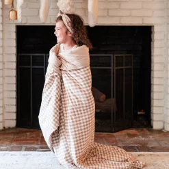 Youth Blanket in Gingham Bisque 2.5