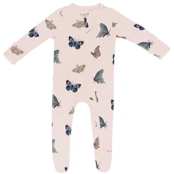 Zippered Footie in Blush Butterfly