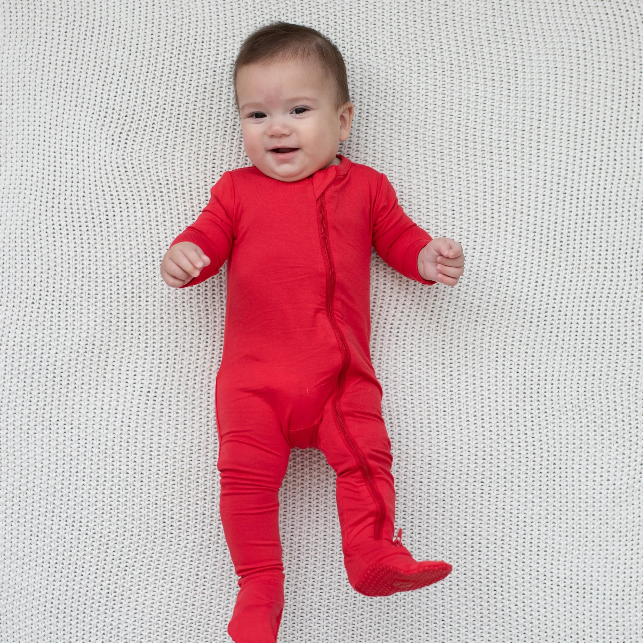 Zippered Footie in Cardinal