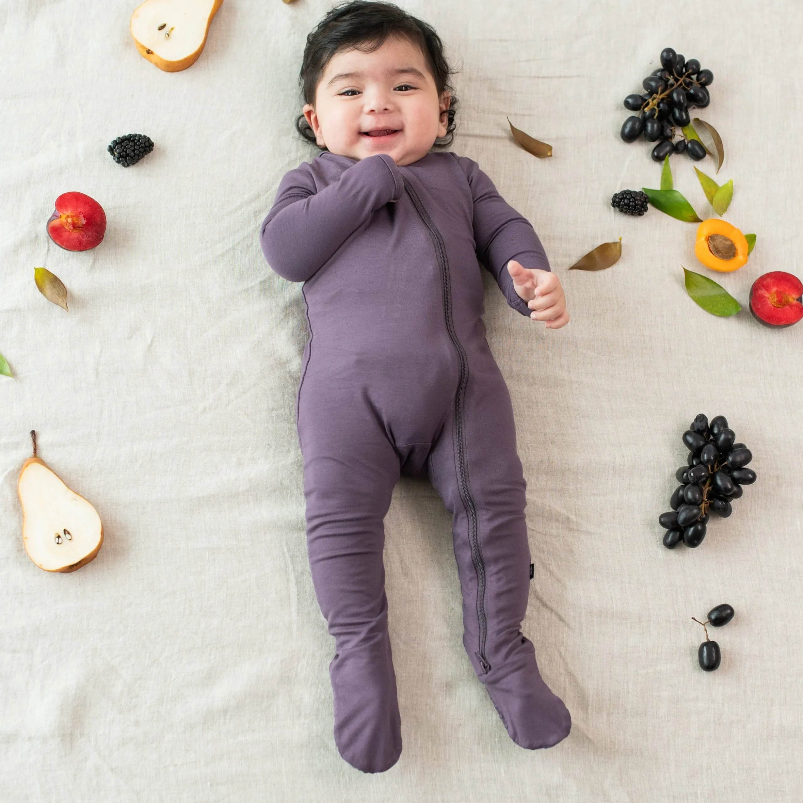 Zippered Footie in Currant