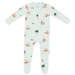 Zippered Footie in Dew Surf