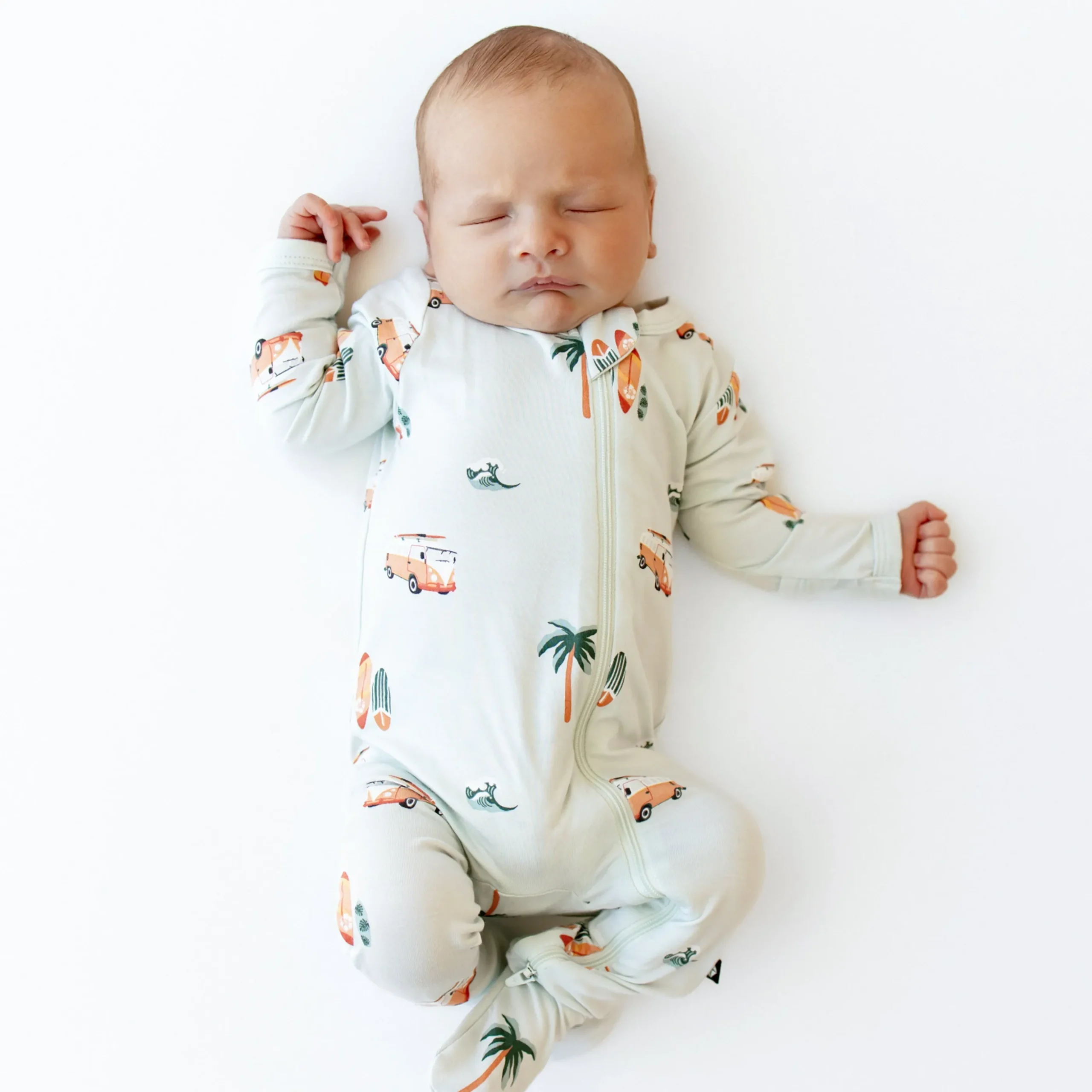 Zippered Footie in Dew Surf