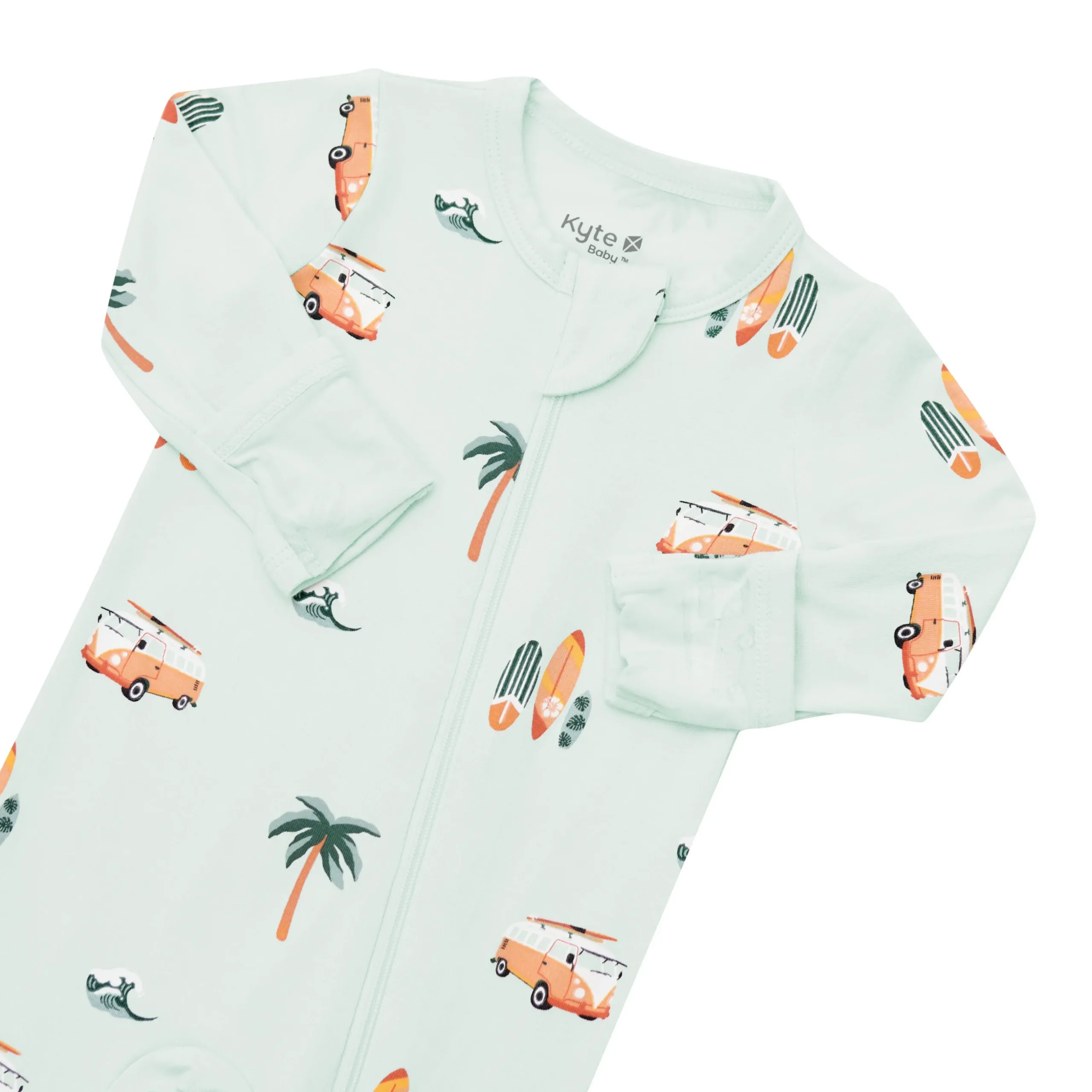 Zippered Footie in Dew Surf