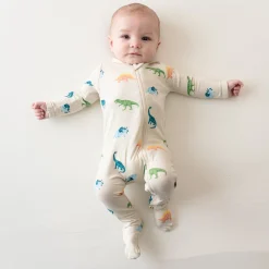 Zippered Footie in Ecru Roar