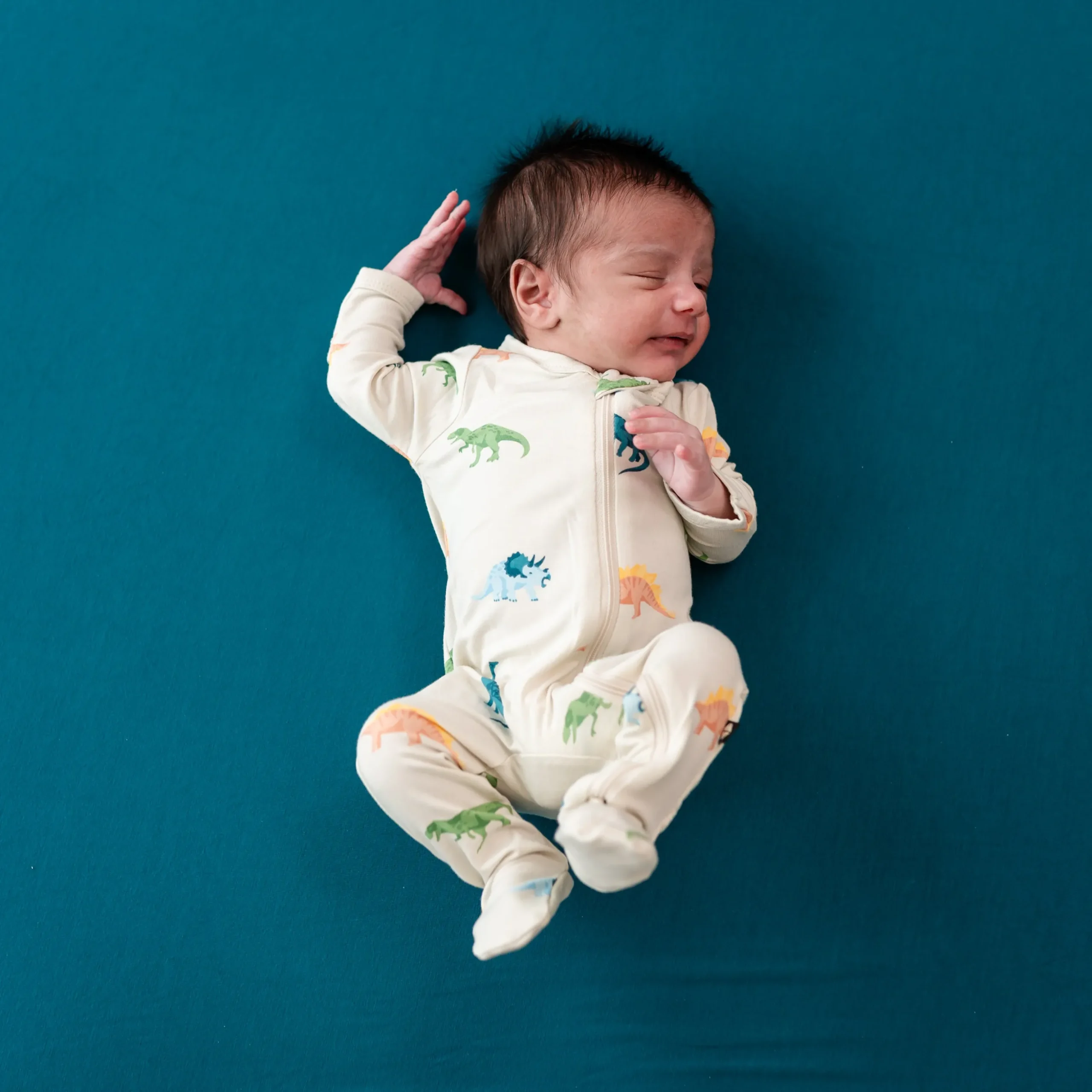 Zippered Footie in Ecru Roar
