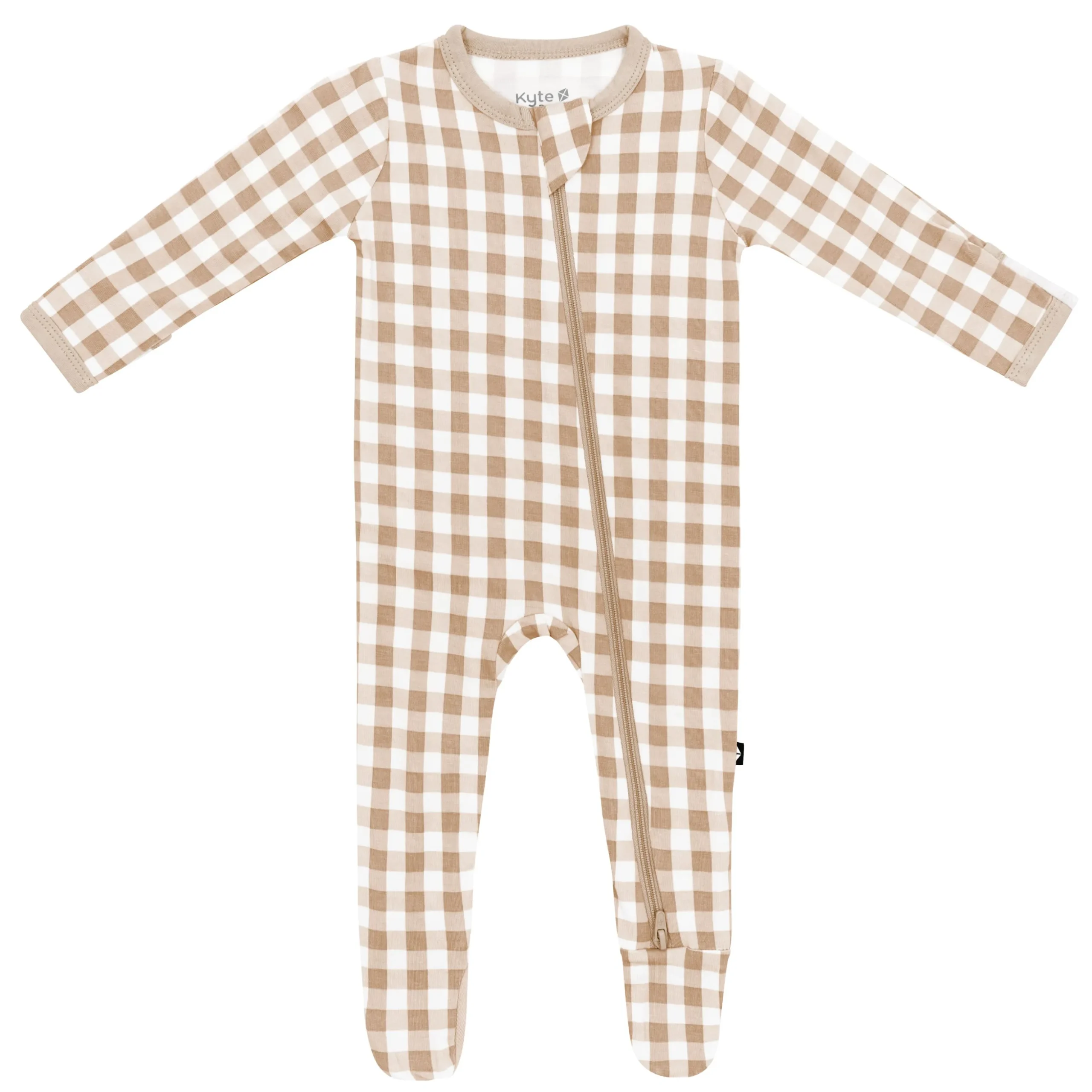 Zippered Footie in Gingham Bisque