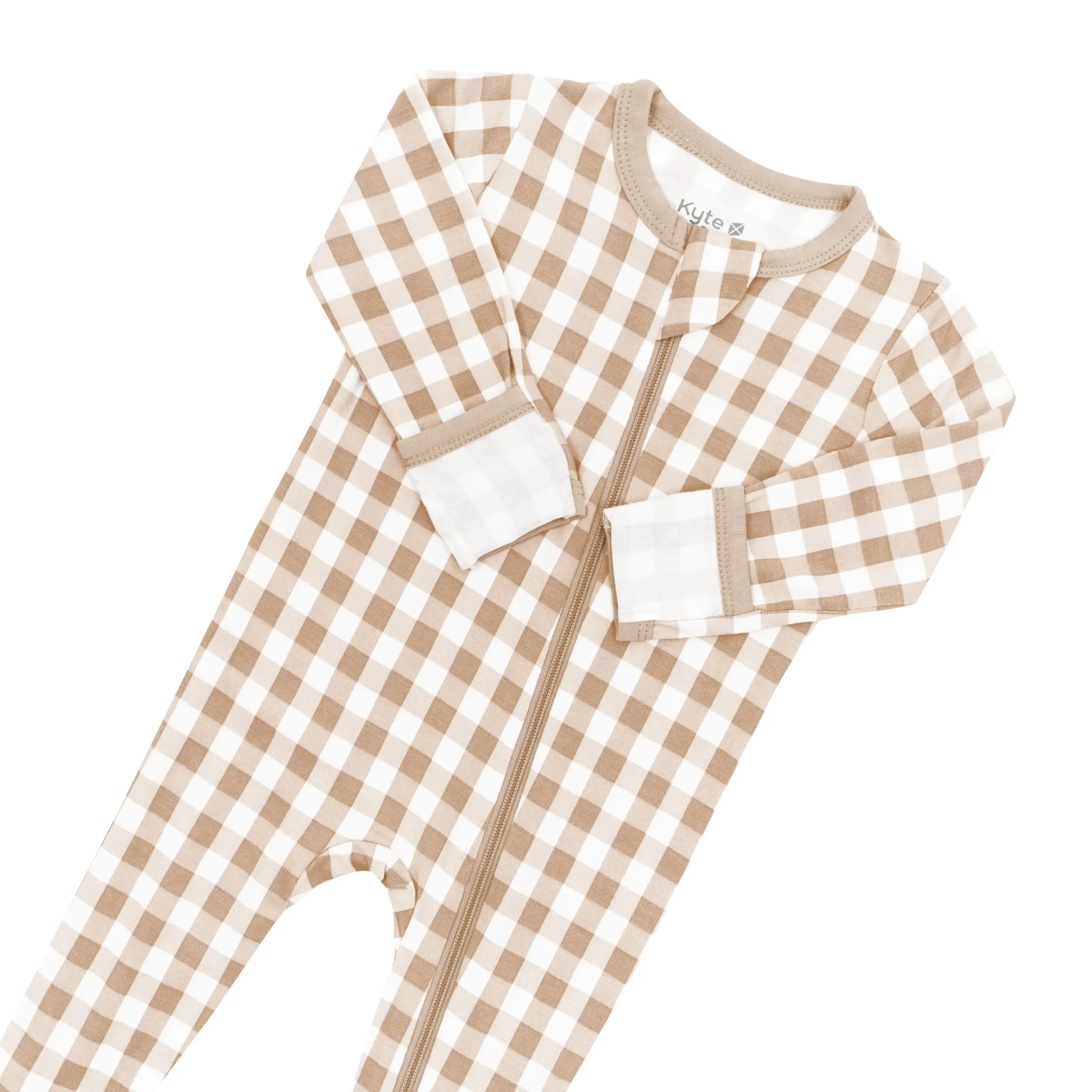 Zippered Footie in Gingham Bisque