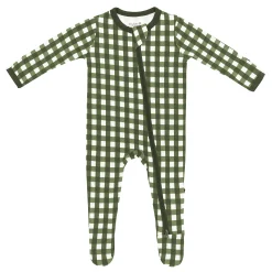 Zippered Footie in Gingham Fir