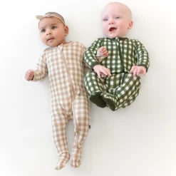 Zippered Footie in Gingham Fir