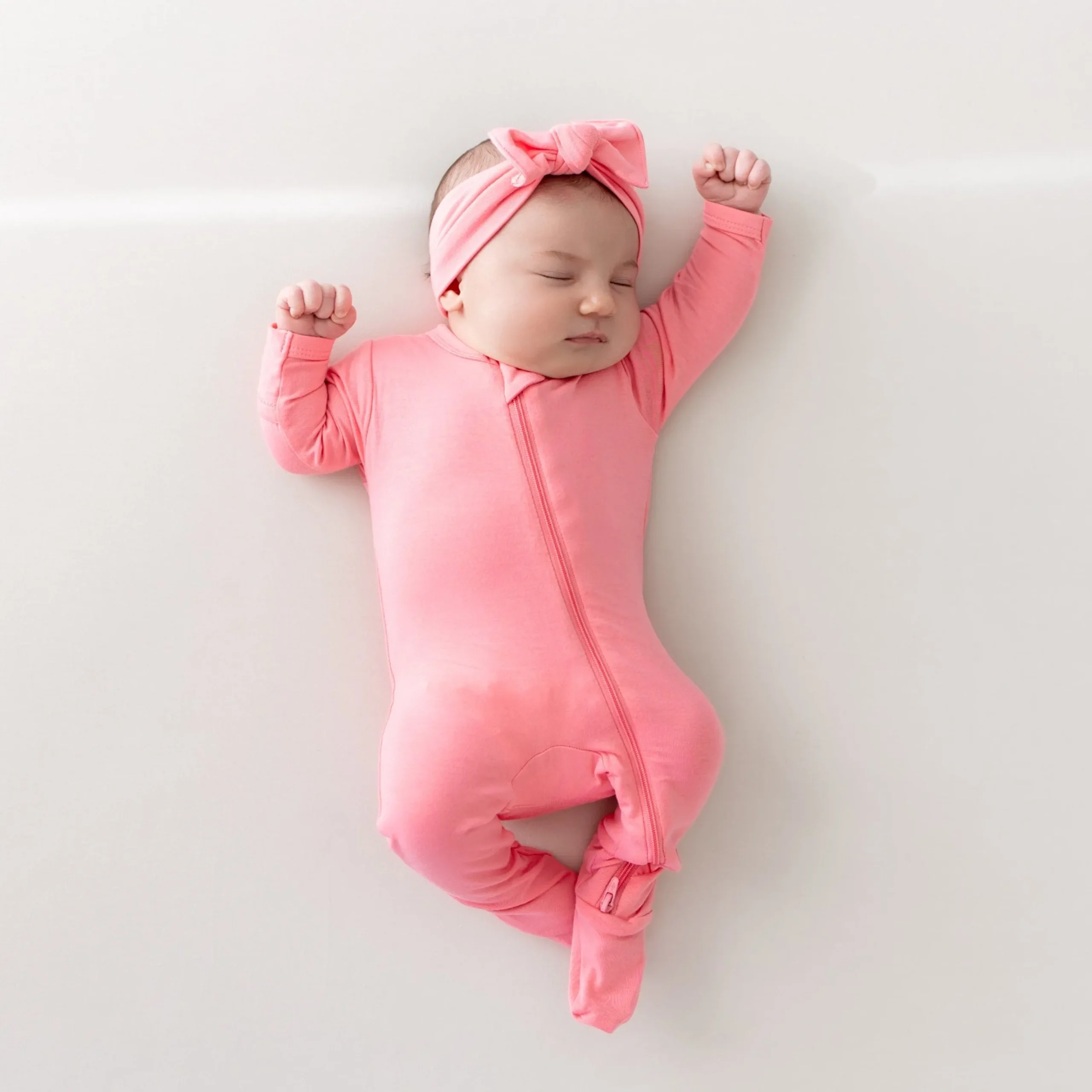 Zippered Footie in Guava