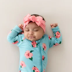 Zippered Footie in Hibiscus