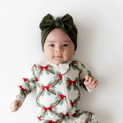 Zippered Footie in Holiday Bow