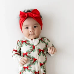 Zippered Footie in Holiday Bow