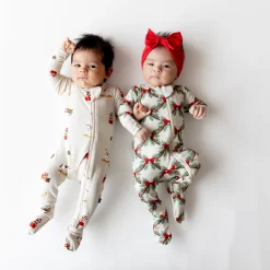 Zippered Footie in Holiday Bow