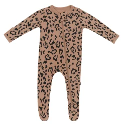 Zippered Footie in Latte Leopard