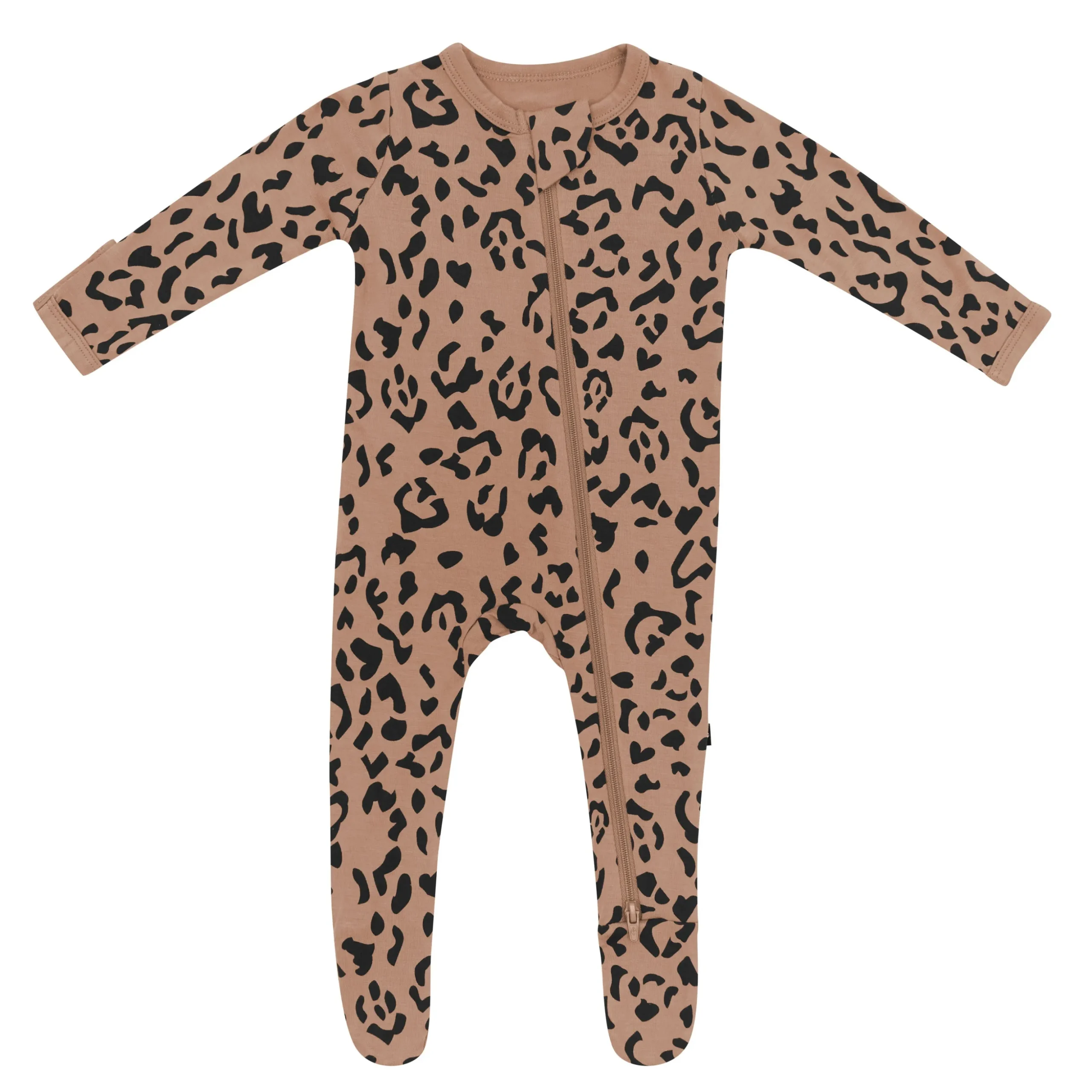 Zippered Footie in Latte Leopard
