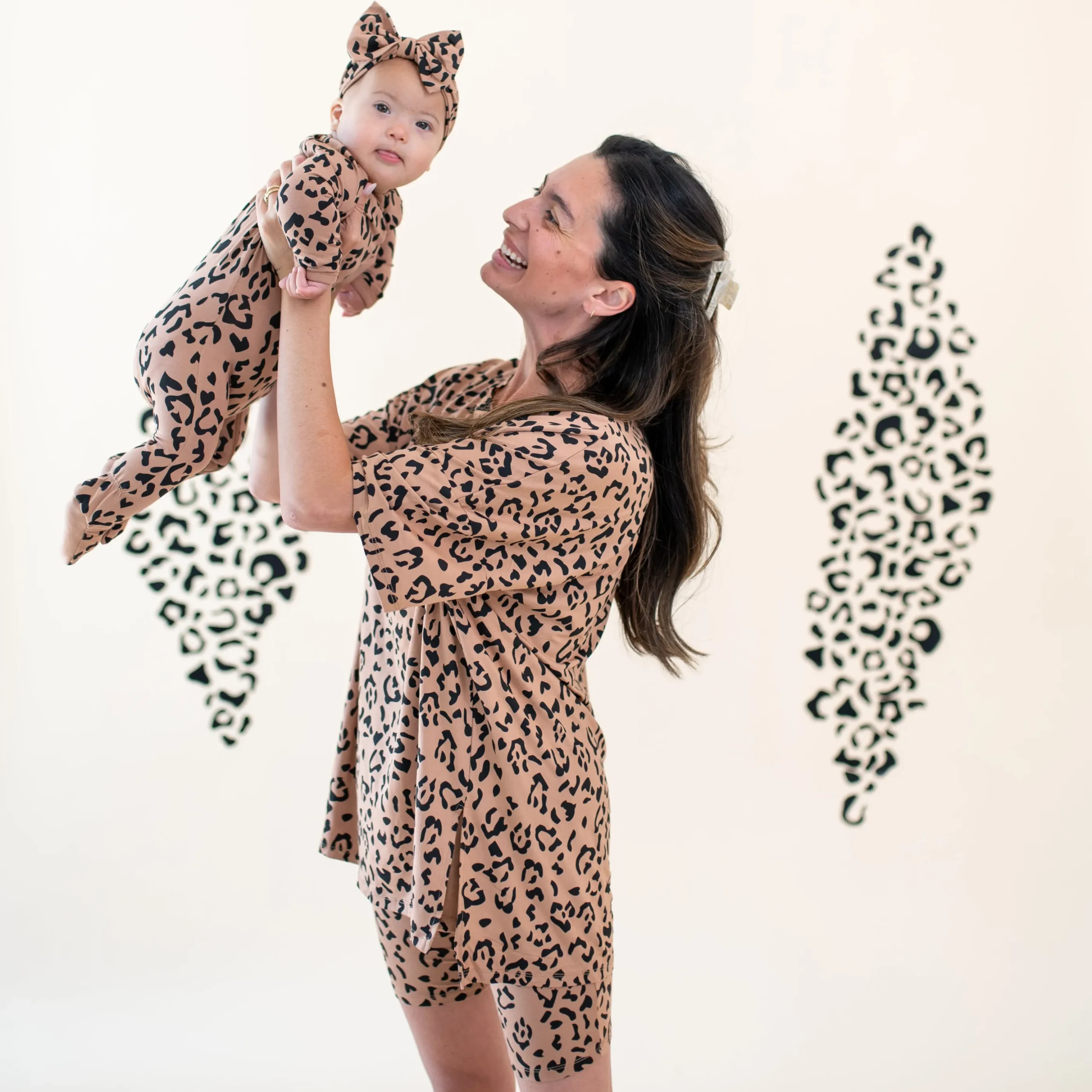 Zippered Footie in Latte Leopard