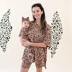 Zippered Footie in Latte Leopard