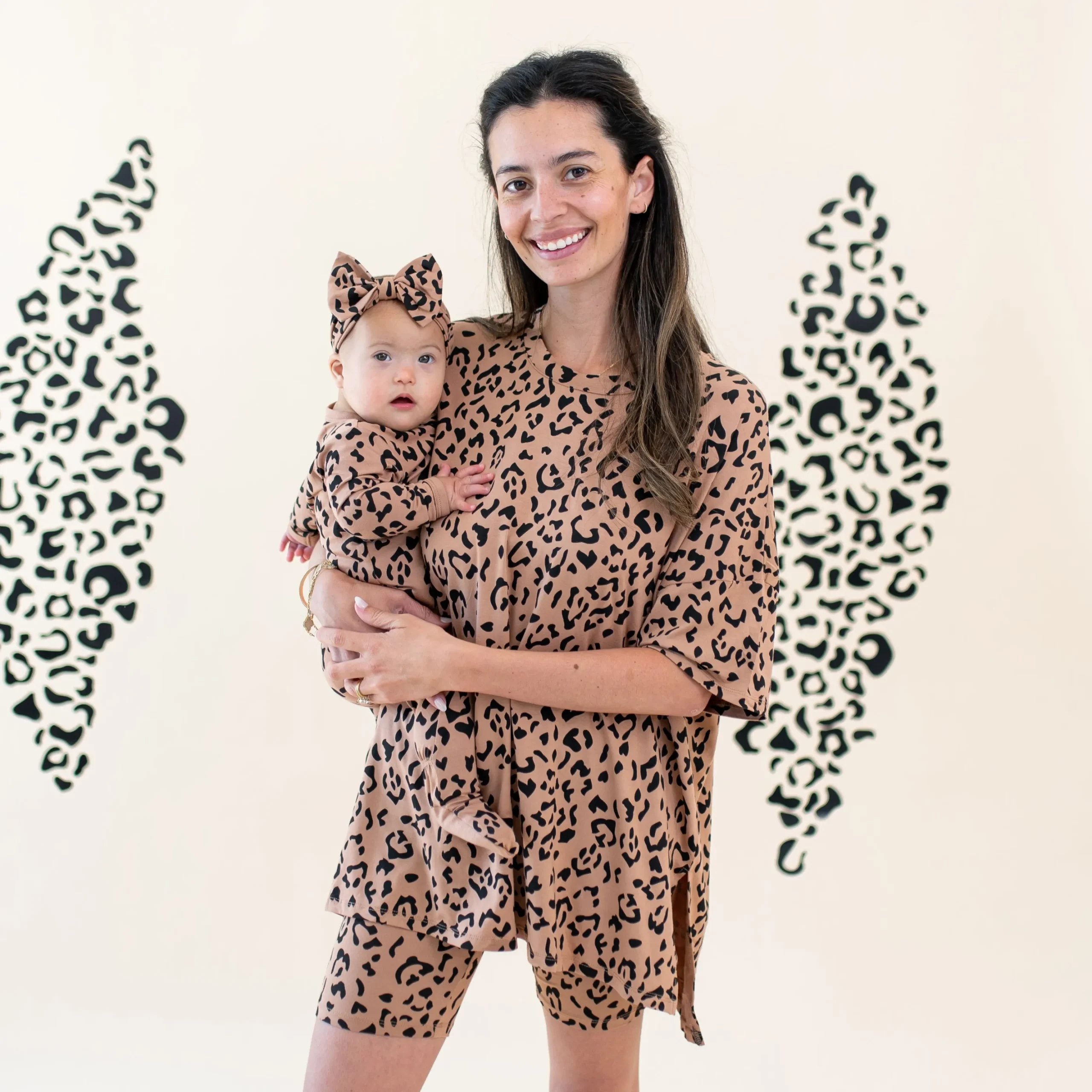 Zippered Footie in Latte Leopard