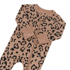 Zippered Footie in Latte Leopard