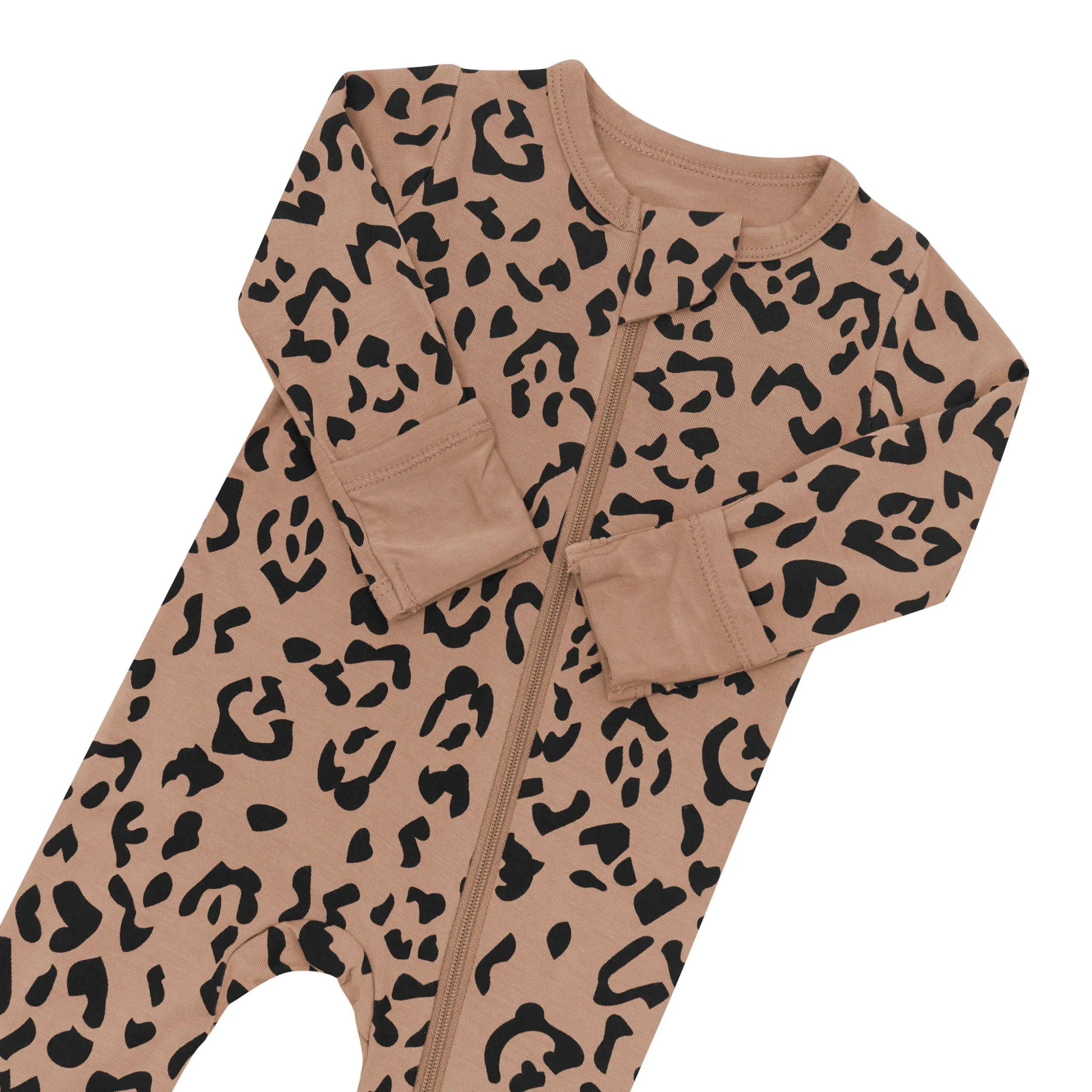 Zippered Footie in Latte Leopard