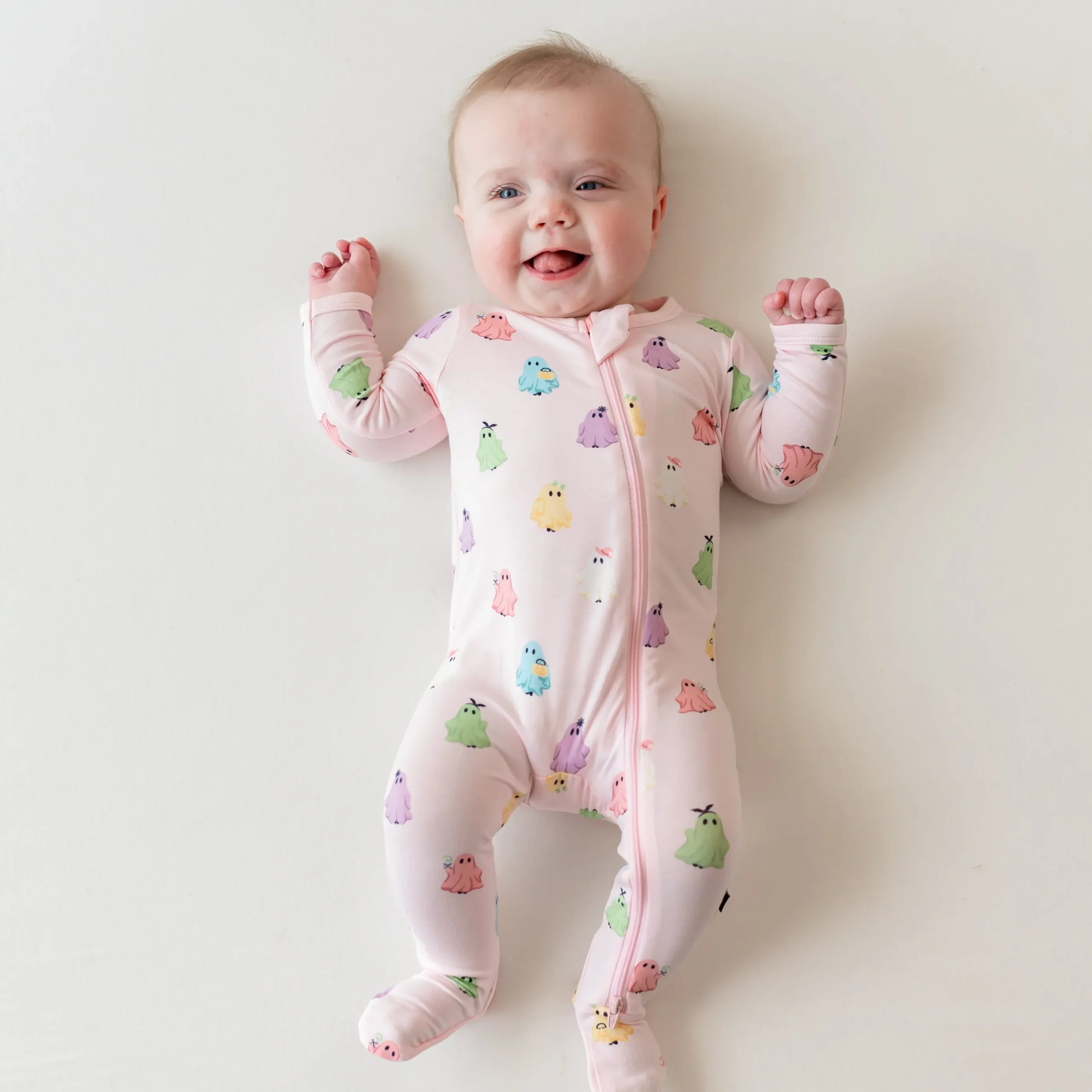 Zippered Footie in Pastel Ghost