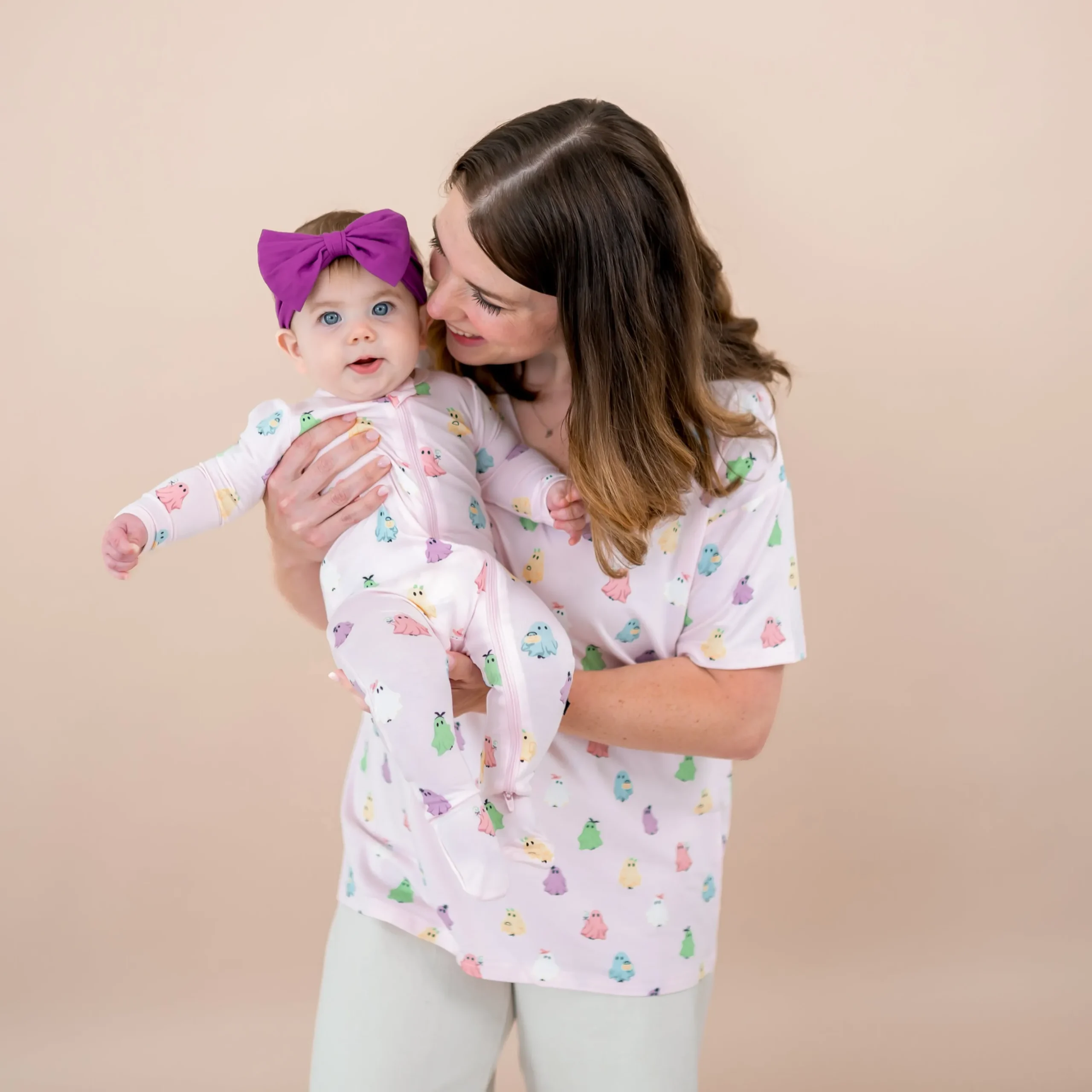 Zippered Footie in Pastel Ghost