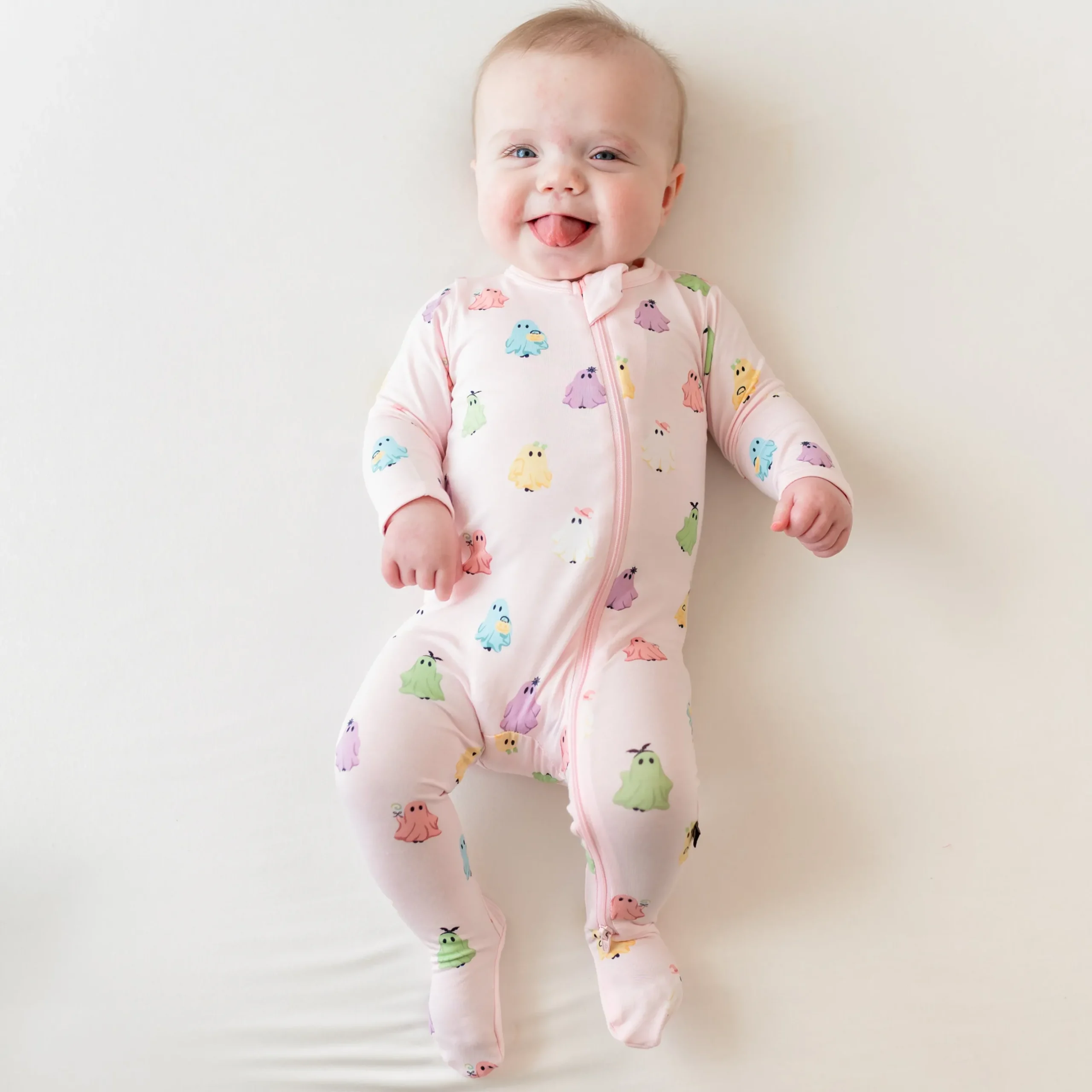 Zippered Footie in Pastel Ghost