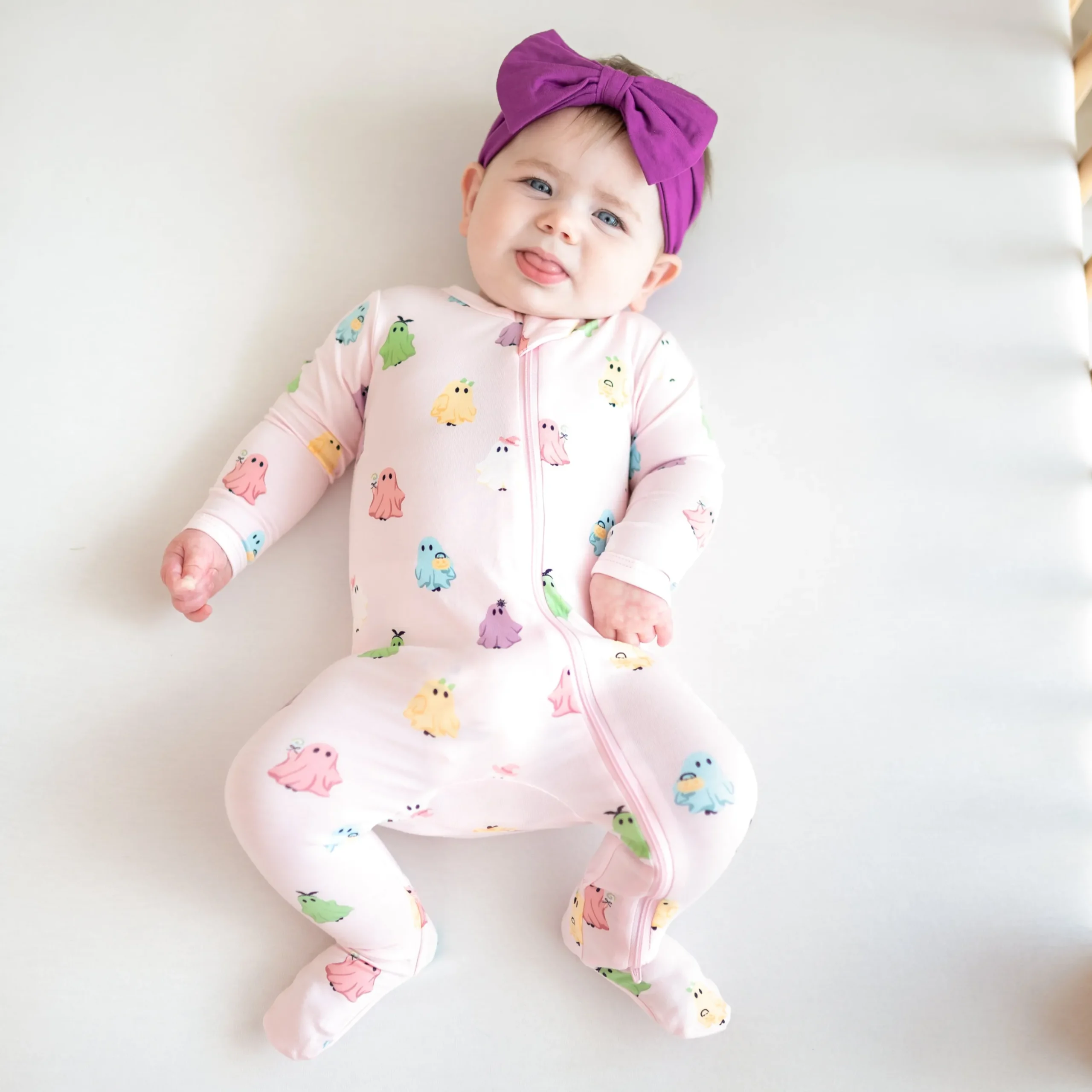 Zippered Footie in Pastel Ghost