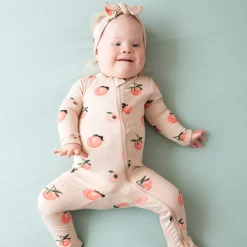 Zippered Footie in Peach