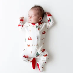 Zippered Footie in Santa Sleigh