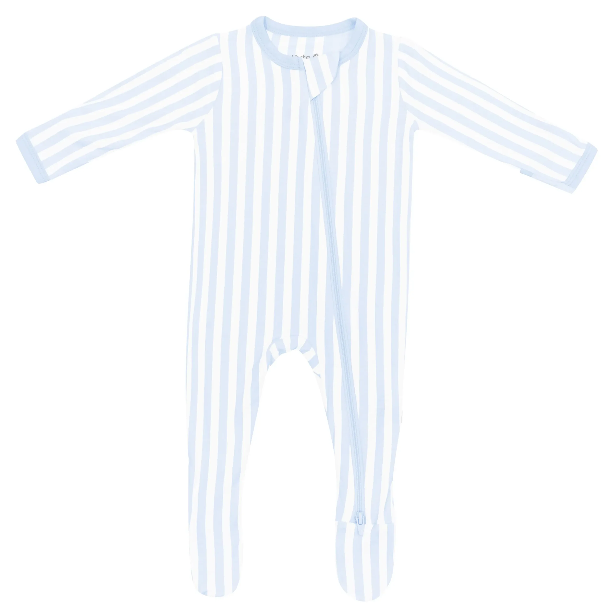 Zippered Footie in Small Mist Stripe