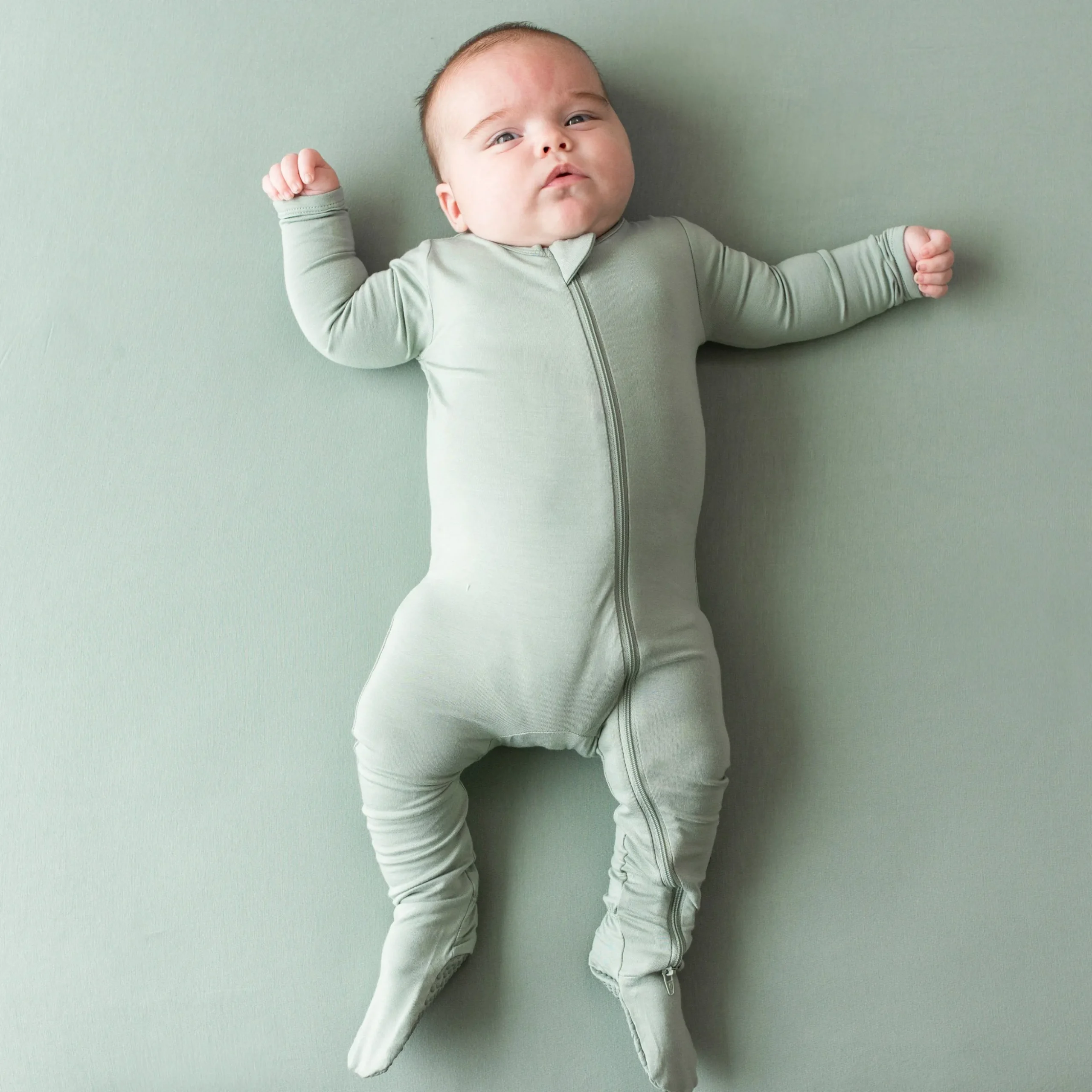 Zippered Footie in Thyme