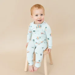 Zippered Romper in Dew Surf