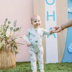 Zippered Romper in Dew Surf