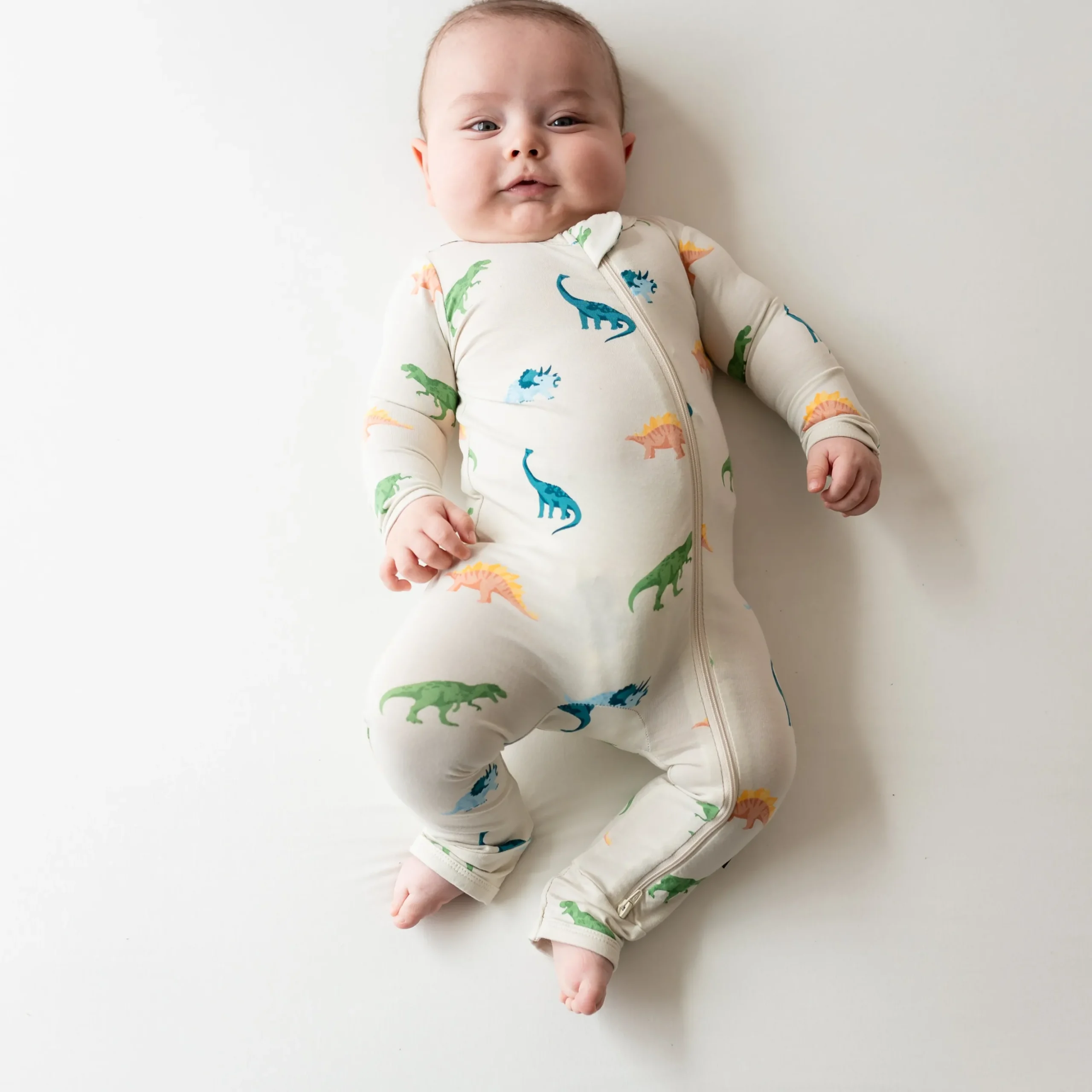 Zippered Romper in Ecru Roar