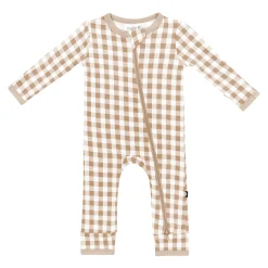 Zippered Romper in Gingham Bisque