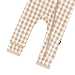 Zippered Romper in Gingham Bisque