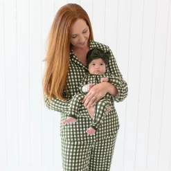 Zippered Romper in Gingham Fir