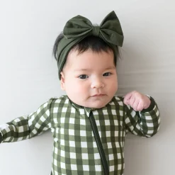 Zippered Romper in Gingham Fir