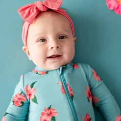 Zippered Romper in Hibiscus