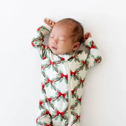 Zippered Romper in Holiday Bow