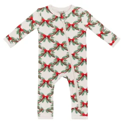 Zippered Romper in Holiday Bow