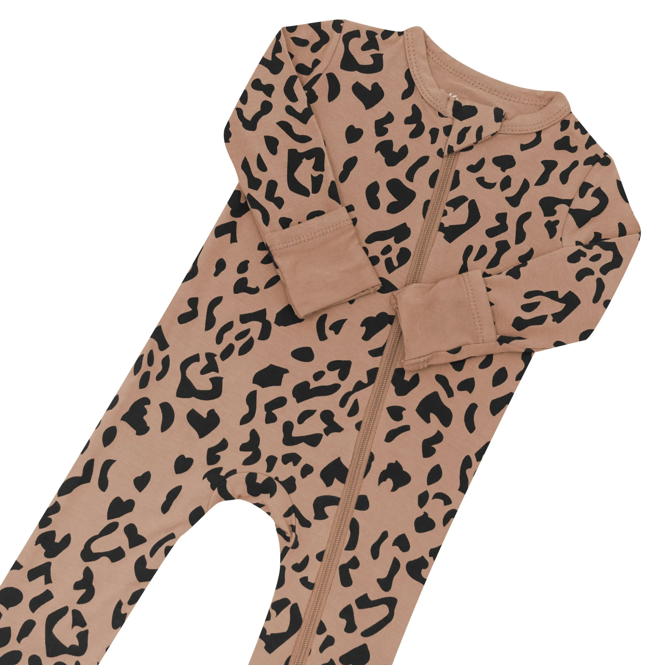 Zippered Romper in Latte Leopard