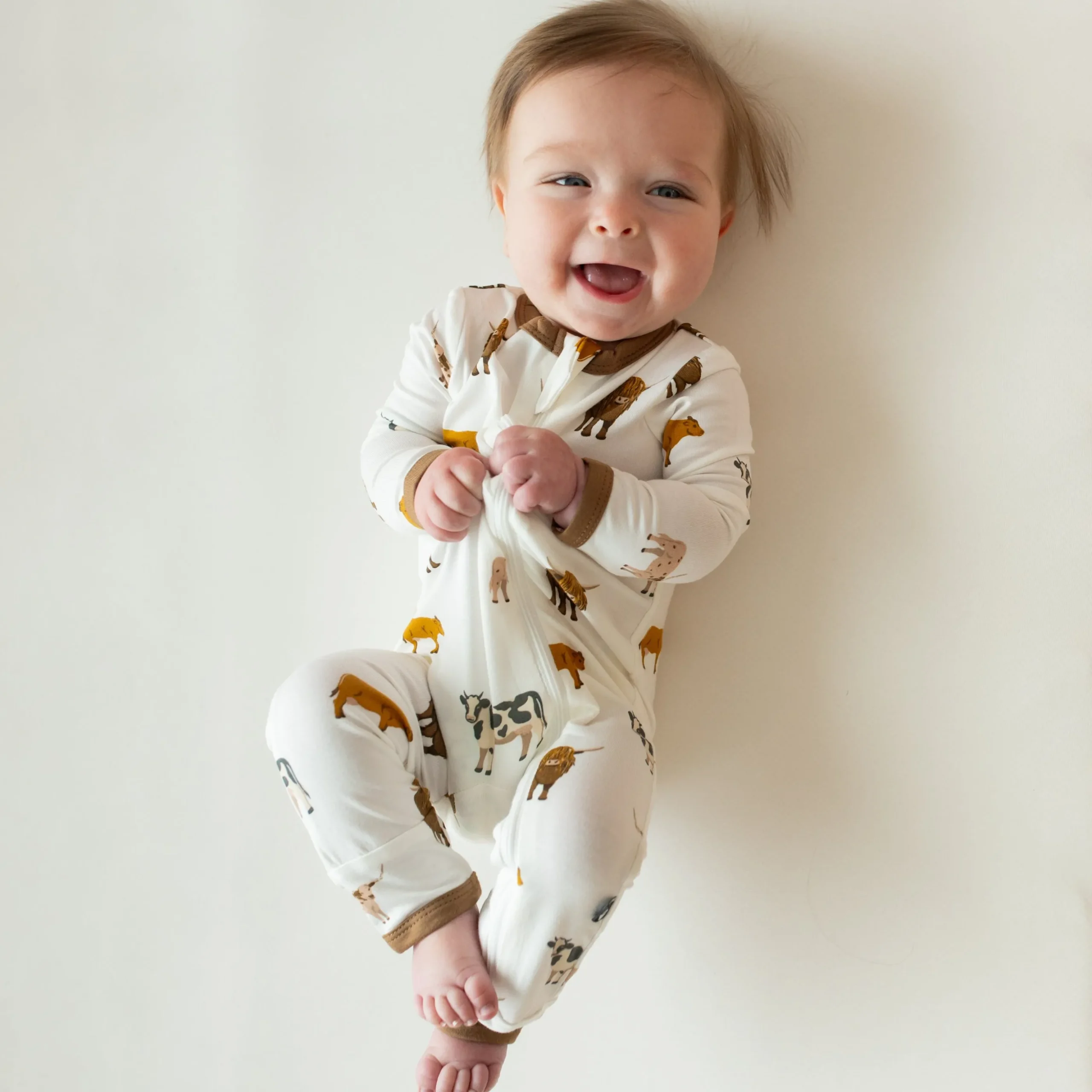 Zippered Romper in Moo