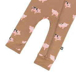 Zippered Romper in Pig