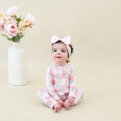 Zippered Romper in Sakura Peony