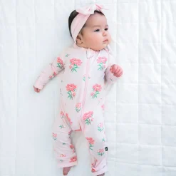 Zippered Romper in Sakura Peony