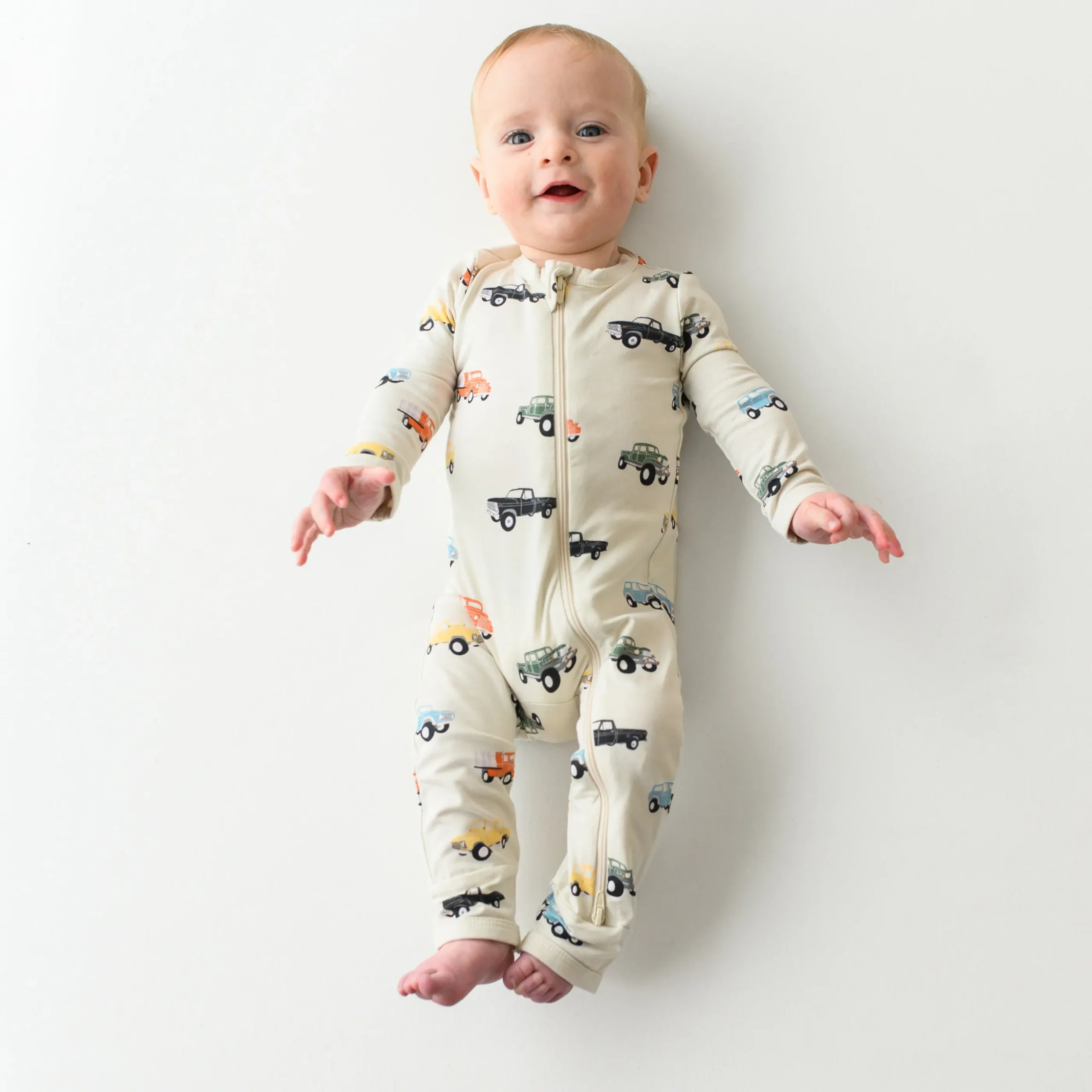 Zippered Romper in Vintage Truck